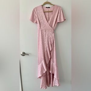 Pink Cheetah Ruffle Wrap Dress